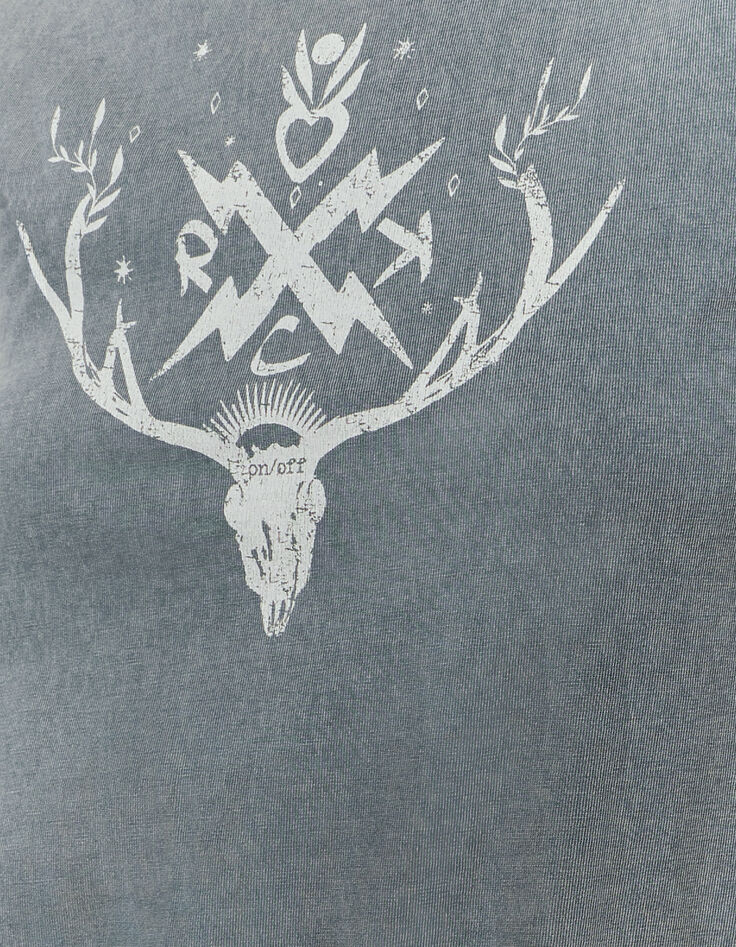 Tee-shirt en coton jersey bleu gris tête de cerf femme-3
