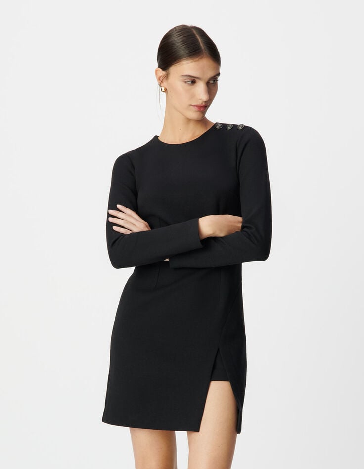 Robe noire fendue maille Milano Femme-3 Robe noire fendue maille Milano Femme-3