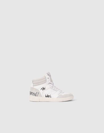 Women’s white leather trainers with screen-printed side - IKKS