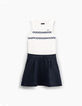 Robe 2 en 1 navy et blanc avec top zippé fille-4