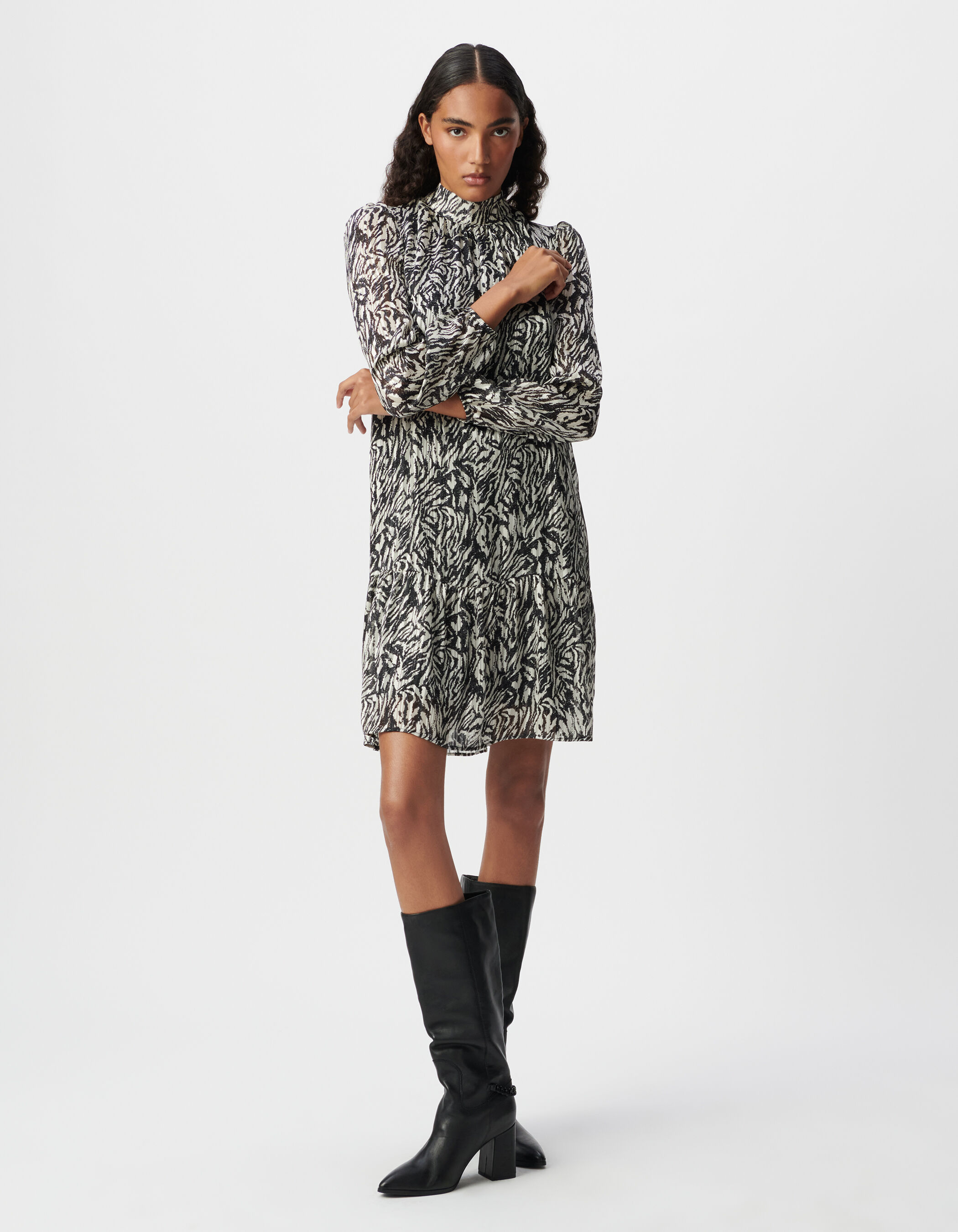 Robe ivoire imprime zebre lurex Femme IKKS