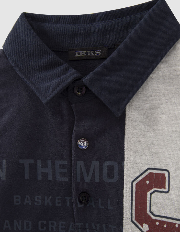 Rugbystil Jungen-Polo marineblau, grau und bordeaux  -6