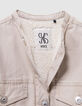 Beige Mädchenjacke aus gefüttertem Stoff-7