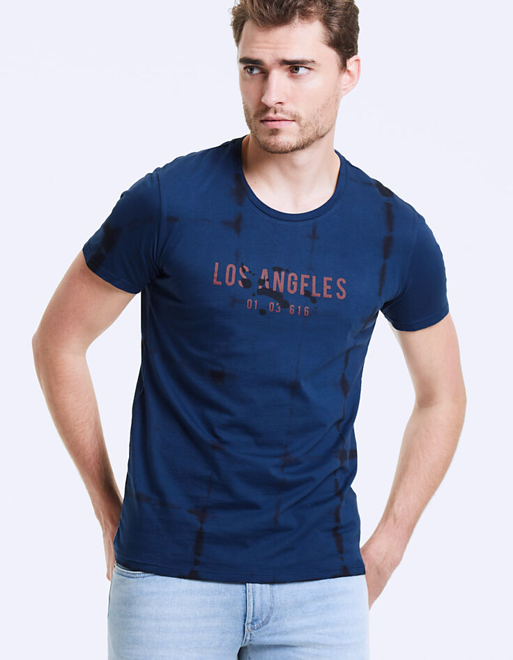 Tee-shirt indigo tie and dye Los Angeles Homme-3