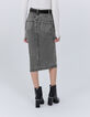 Jupe crayon en jean gris Femme-3