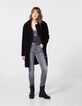 Women’s black faux shearling mid-length coat-6