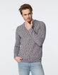 Pull indigo tricot mouliné Homme-1