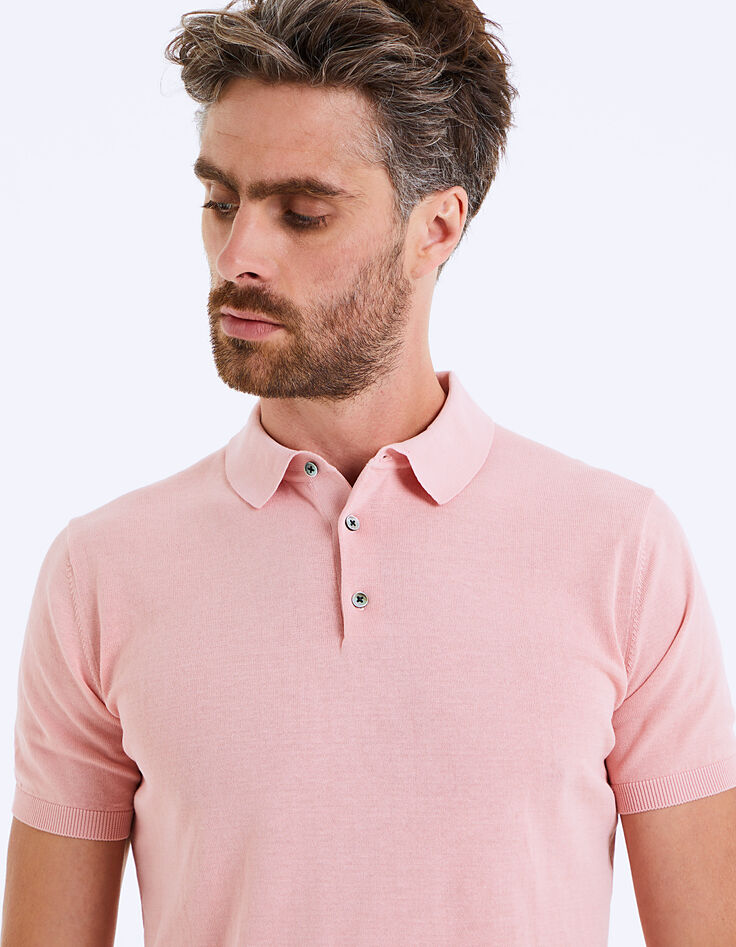 Polo rosa pálido algodón con 3 botones Hombre-5