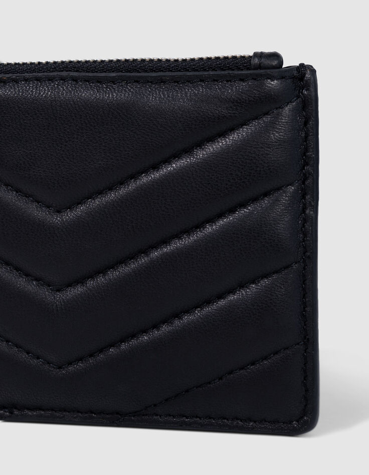 Porte-cartes 1440 Banker noir cuir matelassé chevron Femme-3