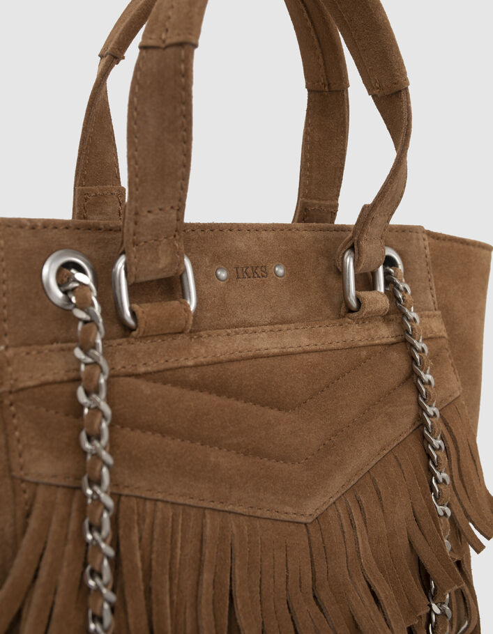 Women’s sand suede fringed Small 1440 bag - IKKS