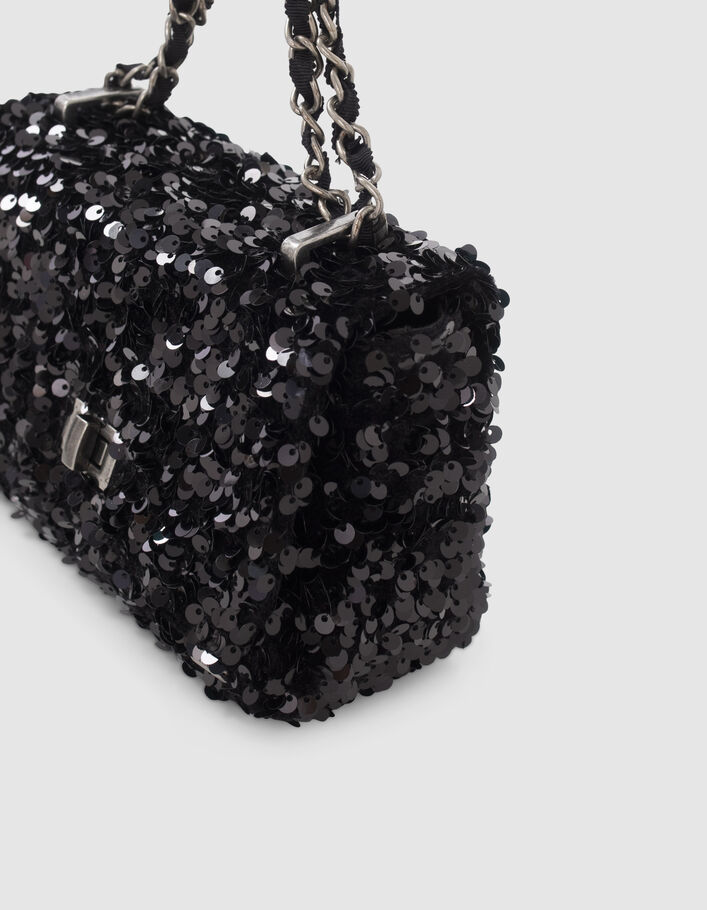 Schwarze Paillettenhandtasche für Mädchen-5