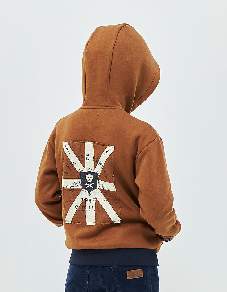Boys’ cognac fleece-lined cardigan-2