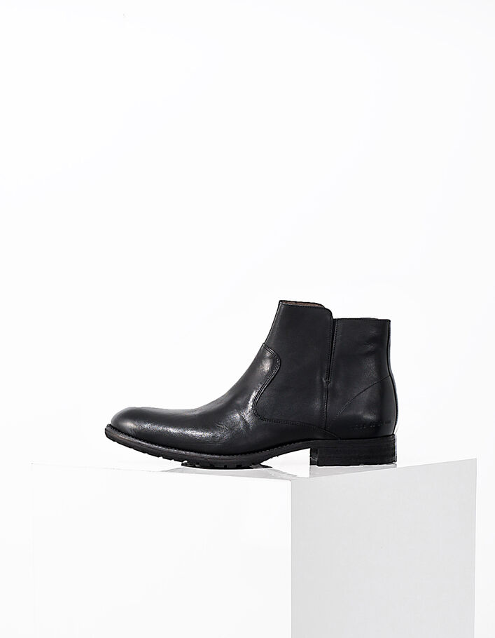 Boots noirs en cuir Homme - IKKS