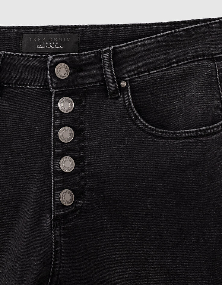 Zwarte flare jeans hoge taille dames-2