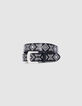 Ceinture noire cuir décor micro clous Femme-1
