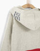 Jersey beige claro con capucha y rayas rojas niño -4