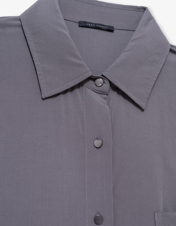 Chemise gris moyen oversize détail bijoux Femme-7