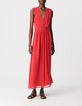 Vestido largo rojo con detalle plisado Talla Mujer-1