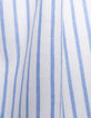 Pantalon LARGE blanc rayures bleues fille-8