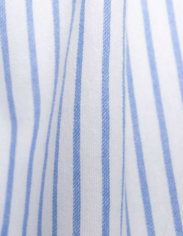 Pantalon LARGE blanc rayures bleues fille-8