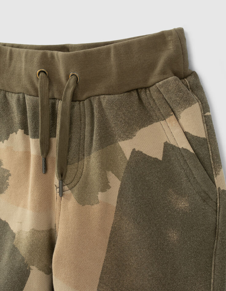 Bermudas beige felpa algodón ecológico camuflaje niño-4