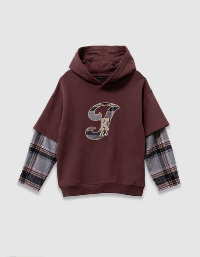 Camiseta sudadera marr&oacute;n trampantojo para ni&ntilde;o - IKKS