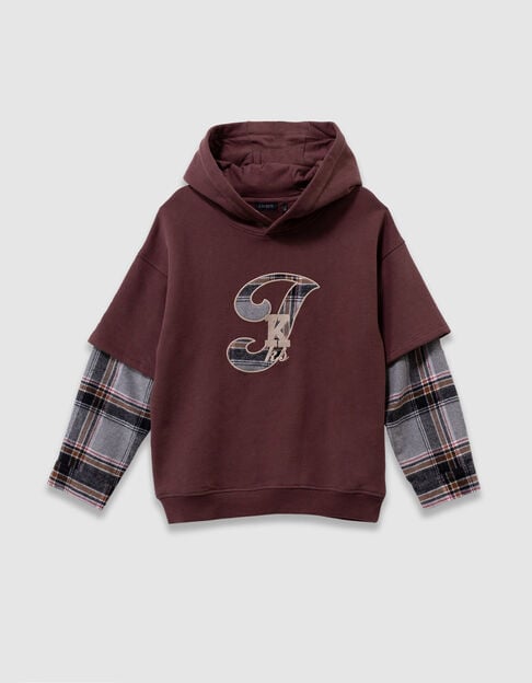 Camiseta sudadera marr&oacute;n trampantojo para ni&ntilde;o - IKKS