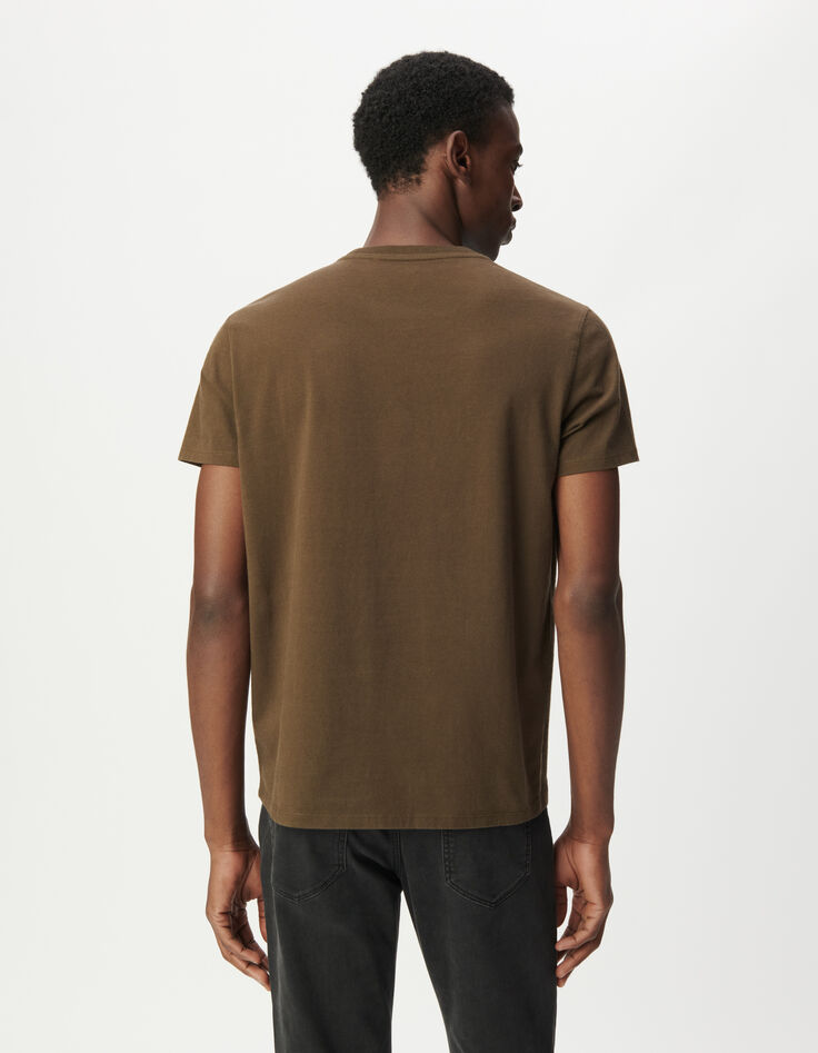 Camiseta manga corta caqui foto motero hombre-3