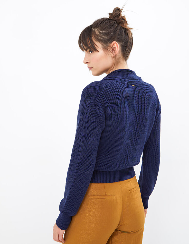 Cardigan marine en tricot avec 4 boutons I.Code-3 Cardigan marine en tricot avec 4 boutons I.Code-3