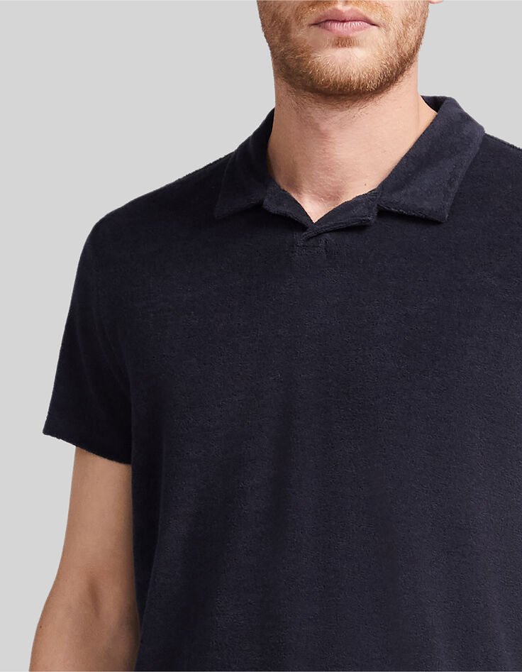 Polo marine en &eacute;ponge Homme-4