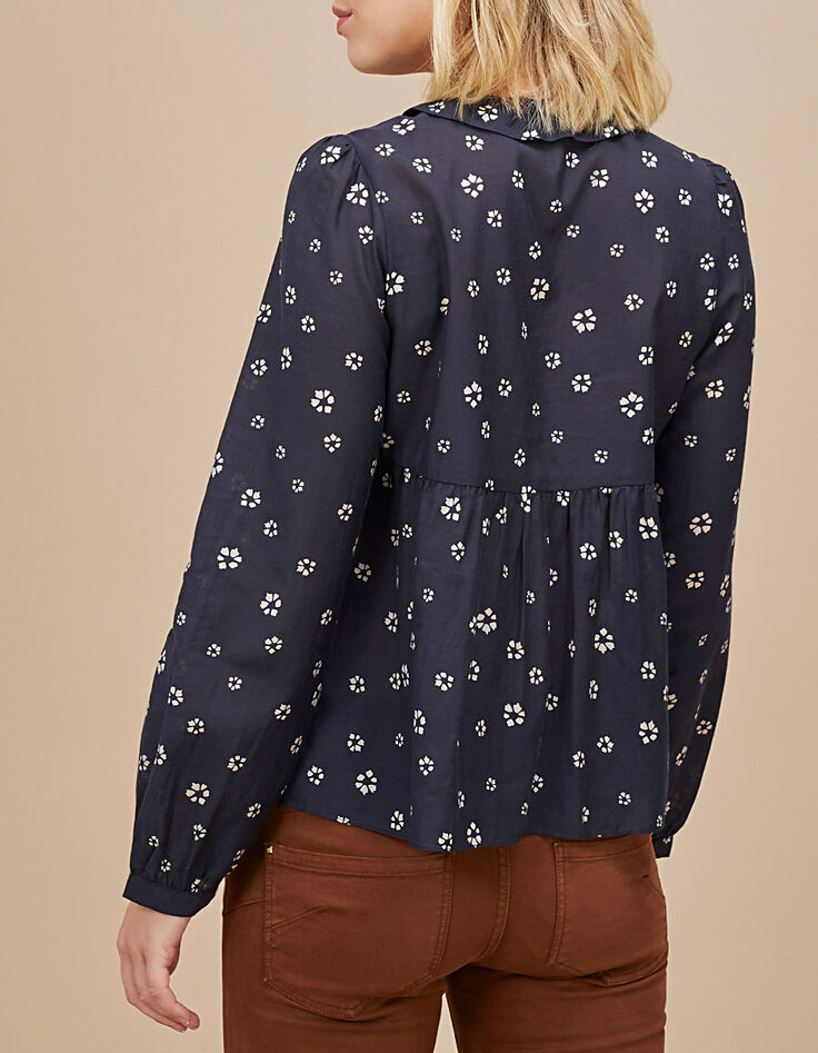 Blusa negra con estampado floral I.Code-2