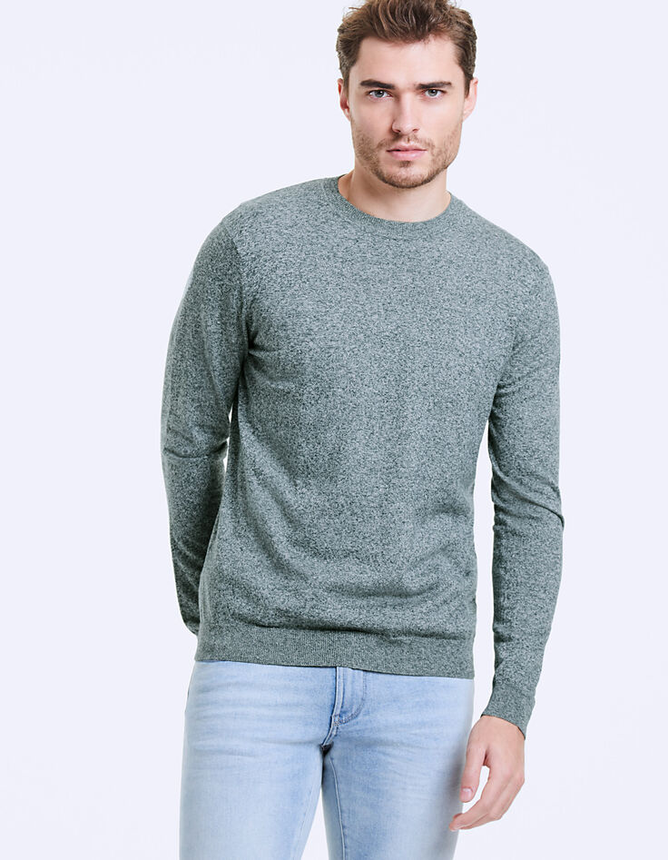 Pull blue green en maille chinée Homme-3 Pull blue green en maille chinée Homme-3