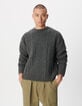 Grauer Zopfpullover mit Rundhals Herren-2
