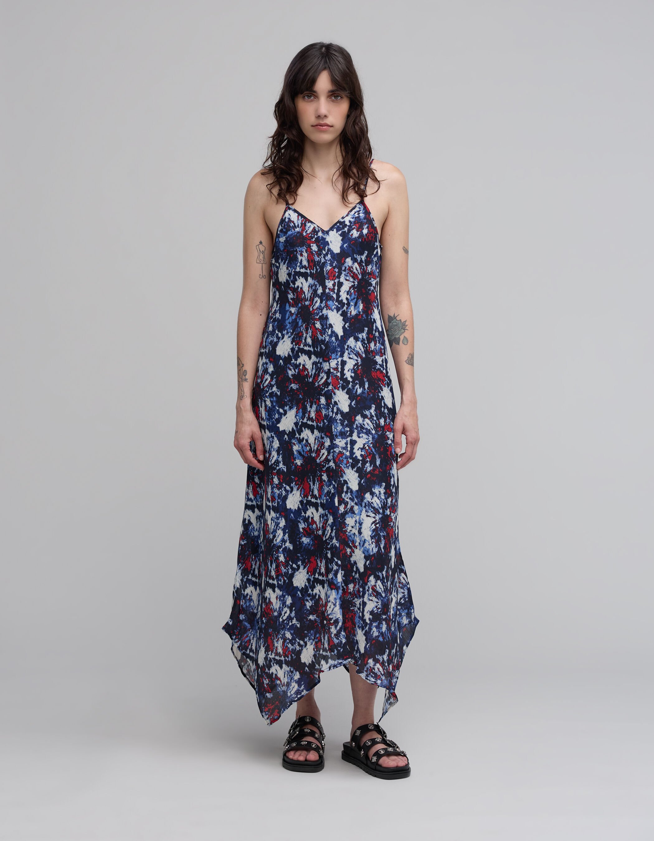 Robe marine recyclee imprime fleur batik Femme IKKS