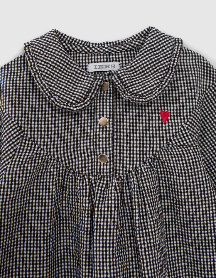 Robe écrue motif vichy noir bébé fille-2