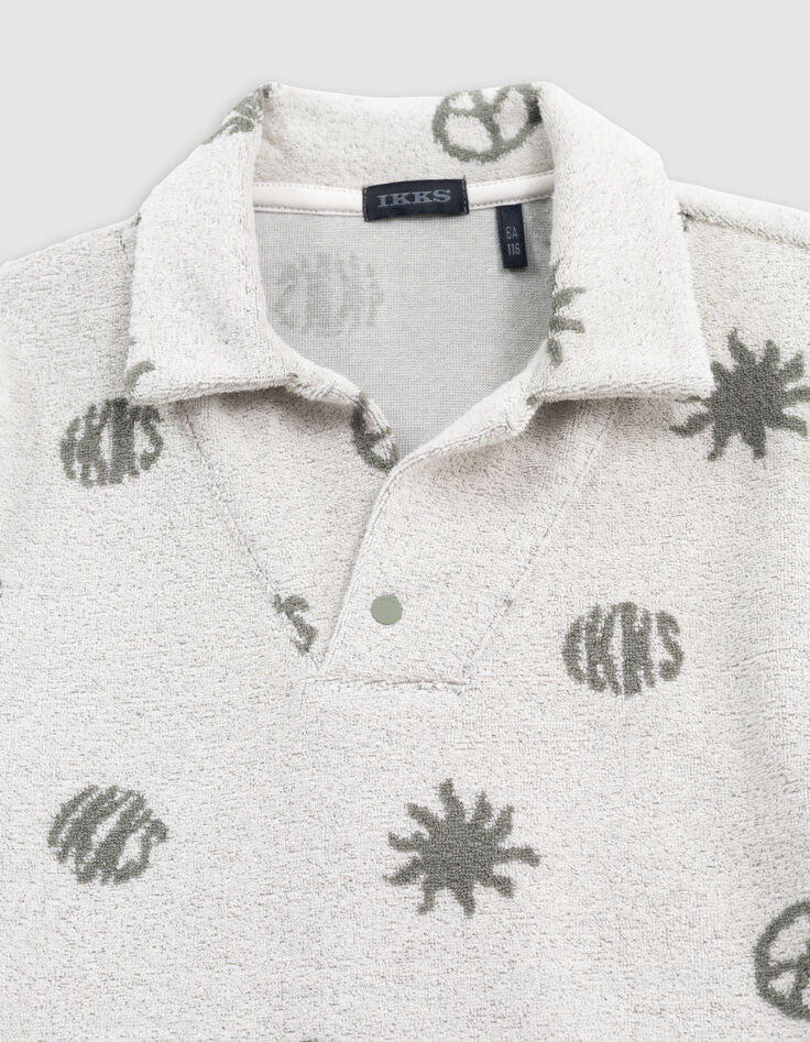 Polo kaki éponge motifs peace and love garçon-3