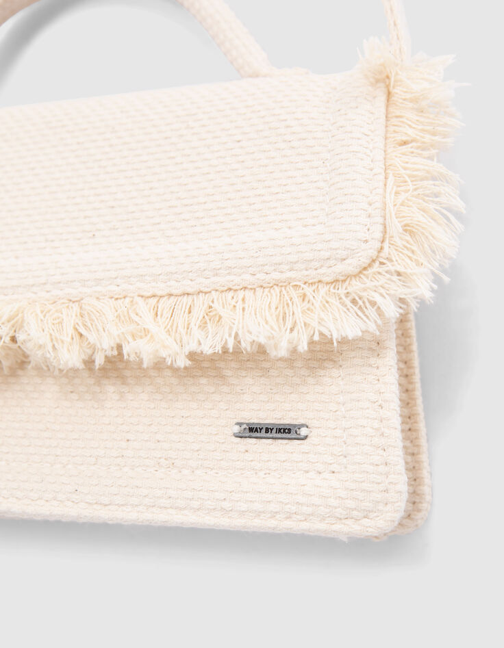 Cremewei&szlig;e Mini-M&auml;dchenhandtasche mit &Uuml;berschlag-4