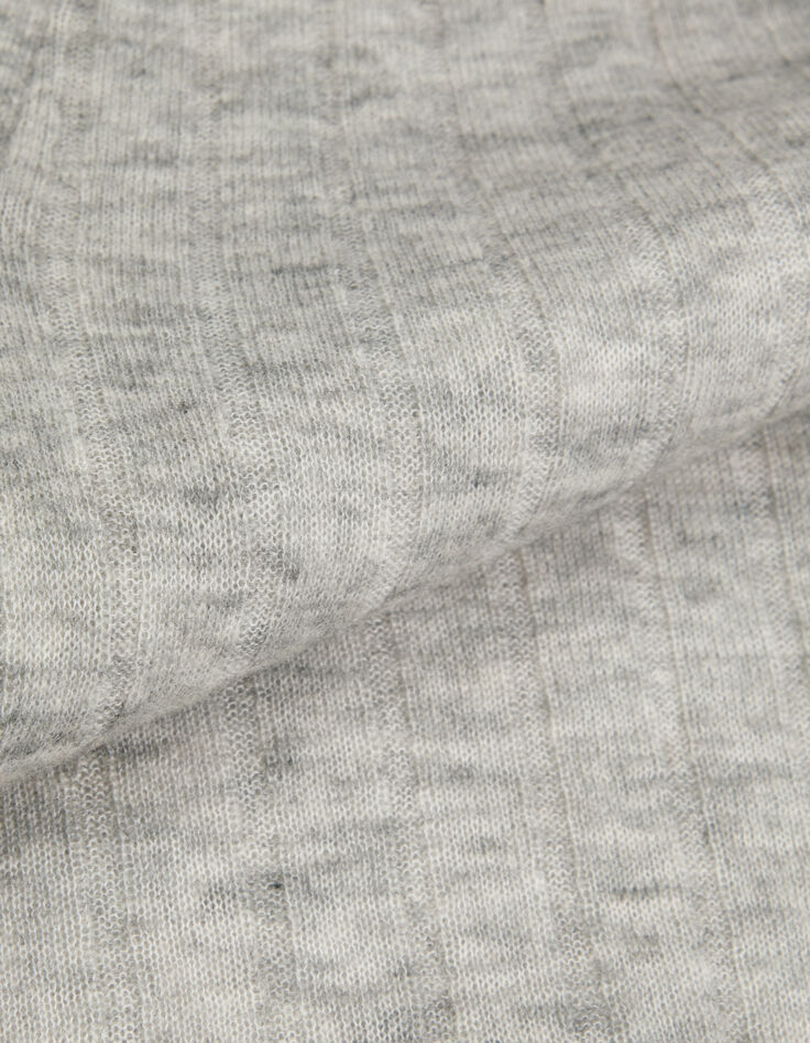 Grauer gerippter Rollkragenpullover f&uuml;r Damen-9