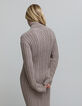 Vestido midi de mujer de punto de sésamo con vueltas-6