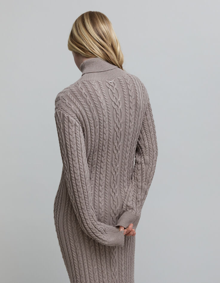Vestido midi de mujer de punto de sésamo con vueltas-6