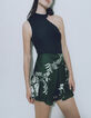 Pure Edition – Women’s green Jungle Vibe print short skirt-1