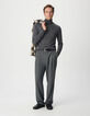 Pull col roul&eacute; gris tricot 100% laine Homme-2