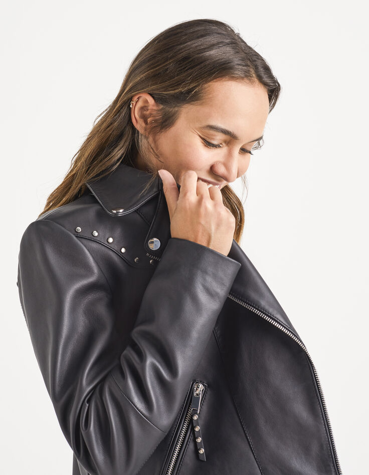 I.Code black studded biker-style jacket-2