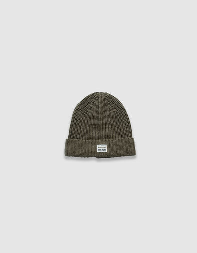Kaki muts ribtricot met omslag jongens - IKKS