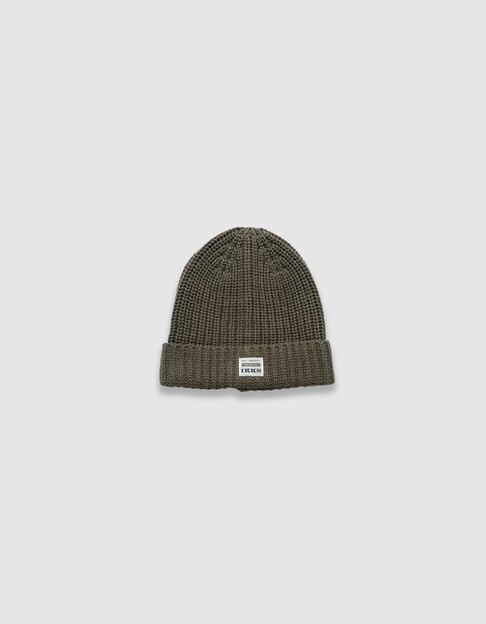 Kaki muts ribtricot met omslag jongens - IKKS
