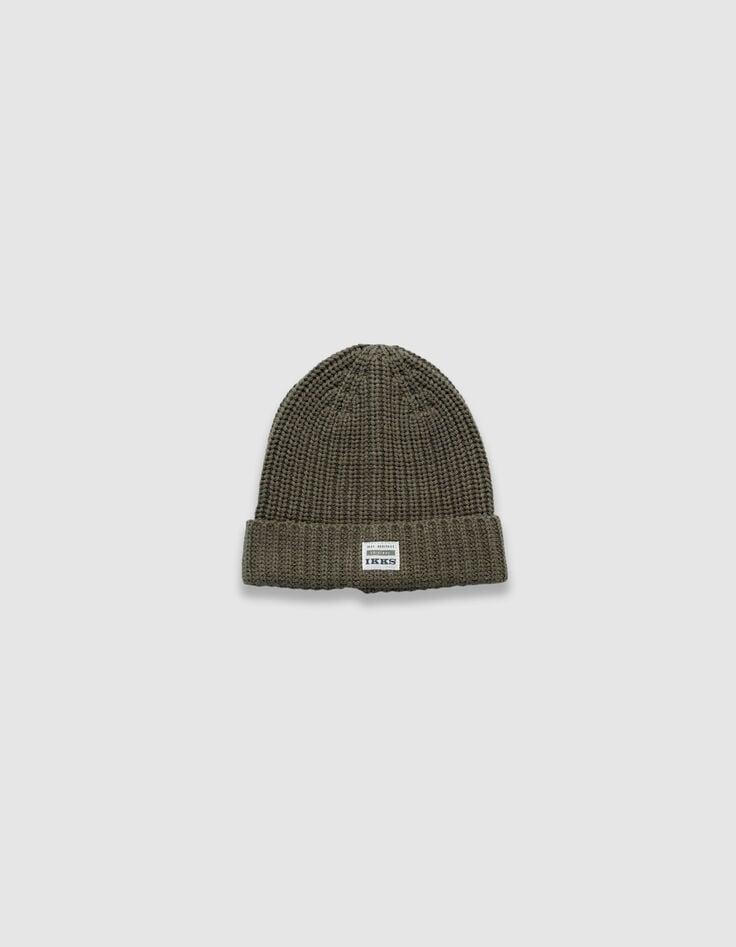 Kaki muts ribtricot met omslag jongens-1 Kaki muts ribtricot met omslag jongens-1