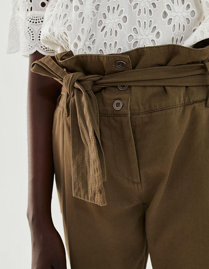 Women’s khaki high-waist bootcut trousers - IKKS