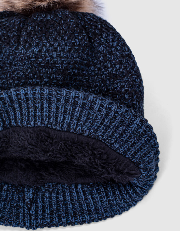 Boys’ dark blue and black deep dye knit beanie - IKKS