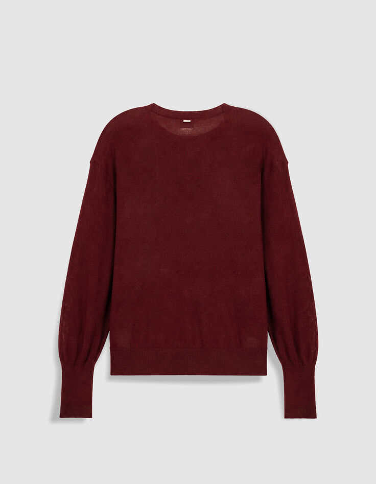 Pull manches longues prune tricot d&eacute;tail lurex Femme-6