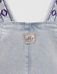 Set korte jeanstuinbroek en wit T-shirt meisjes-7